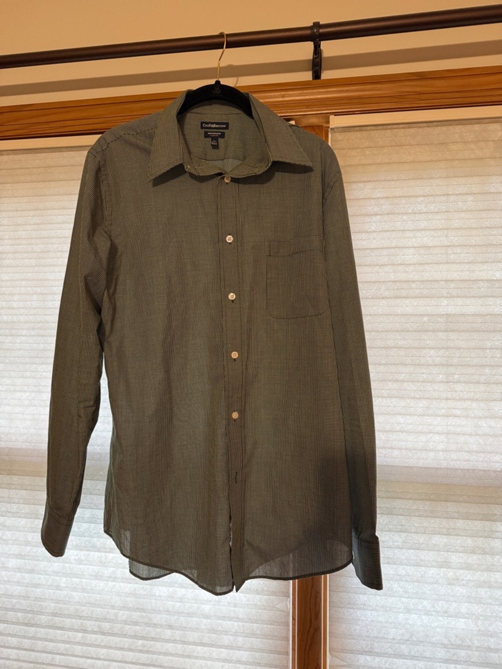 croft & barrow olive Green Check Slim Fit Button Shirt